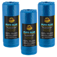 95" x 44' Pure Blue Pre-Folded Masking Film, (3 Pack) Painters Plastic Roll (0.4 Mil), Pull Down Drop Sheet, Pre-Folded Plastic Sheeting