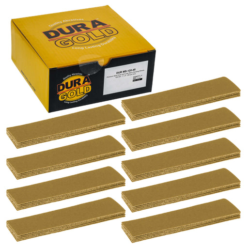 Premium 1" x 4" Gold Sandpaper Micro Sheets, 120 Grit (Box of 45) - Hook & Loop Backing, Wood Furniture Woodworking - Hand Micro Sanding Blocks