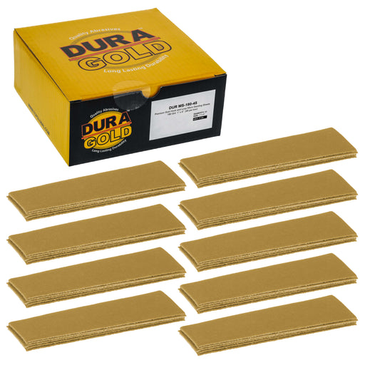 Premium 1" x 4" Gold Sandpaper Micro Sheets, 180 Grit (Box of 45) - Hook & Loop Backing, Wood Furniture Woodworking - Hand Micro Sanding Blocks