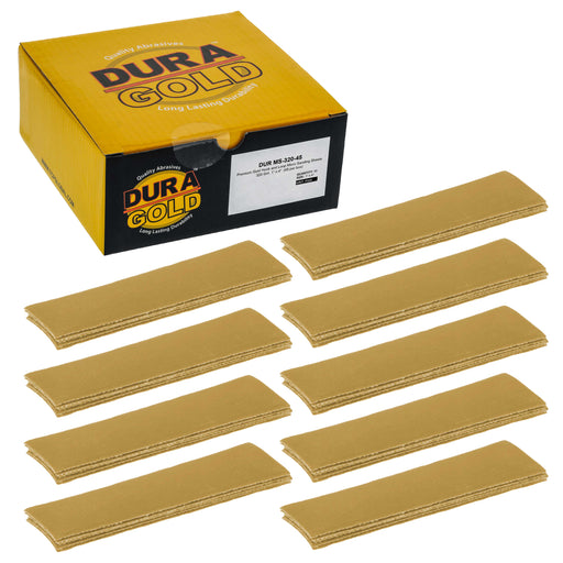 Premium 1" x 4" Gold Sandpaper Micro Sheets, 320 Grit (Box of 45) - Hook & Loop Backing, Wood Furniture Woodworking - Hand Micro Sanding Blocks
