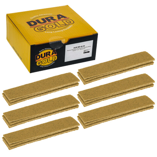Premium 1" x 4" Gold Sandpaper Micro Sheets, 40 Grit (Box of 30) - Hook & Loop Backing, Wood Furniture Woodworking - Hand Micro Sanding Blocks