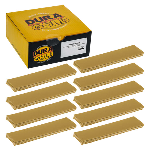 Premium 1" x 4" Gold Sandpaper Micro Sheets, 400 Grit (Box of 45) - Hook & Loop Backing, Wood Furniture Woodworking - Hand Micro Sanding Blocks