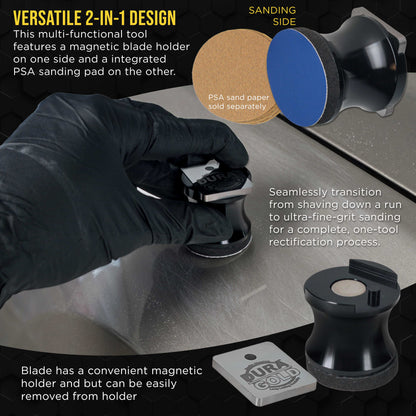 Tungsten Denibbing Blade File Tool with Magnetic Holder - 2-in-1 Double-Sided Carbide Steel Paint Nib & Run Remover for Automotive Detailing, Sanding - Remove Clearcoat Imperfections, Dust