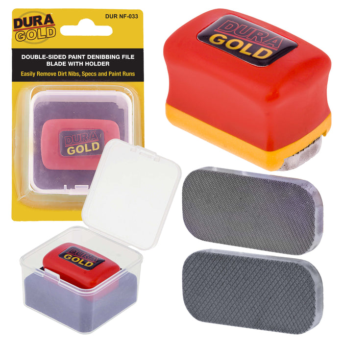 Dura-Gold Double-Sided Denibbing File with Magnetic Holder - Professional Automotive Paint Nib & Run Remover Tool - Shave Off Surface Defects Imperfections, Remove Runs, Sags, Dust Dirt, Car Detailing