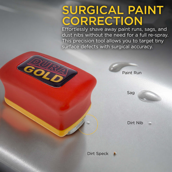 Dura-Gold Double-Sided Denibbing File with Magnetic Holder - Professional Automotive Paint Nib & Run Remover Tool - Shave Off Surface Defects Imperfections, Remove Runs, Sags, Dust Dirt, Car Detailing