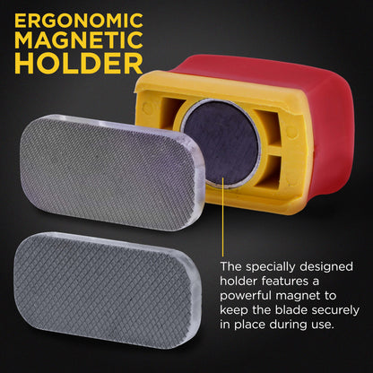Double-Sided Denibbing File with Magnetic Holder - Professional Automotive Paint Nib & Run Remover Tool - Shave Off Surface Defects Imperfections, Remove Runs, Sags, Dust Dirt, Car Detailing
