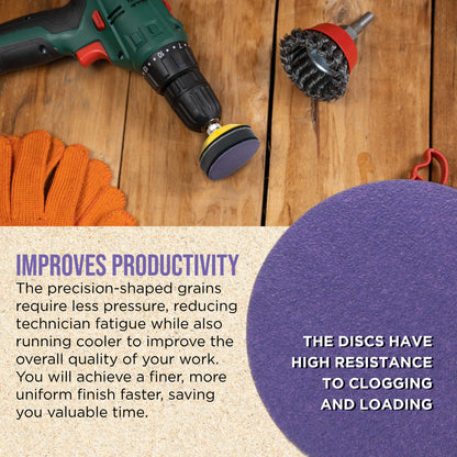 Premium 100 Grit 2" Purple Film Ceramic Sanding Discs, Box of 30 - Hook & Loop Backing Sandpaper for DA Sander, Drill, Grinder, Rotary Tool