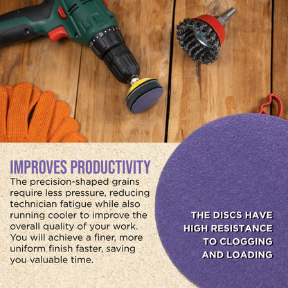 Premium 120 Grit 2" Purple Film Ceramic Sanding Discs, Box of 30 - Hook & Loop Backing Sandpaper for DA Sander, Drill, Grinder, Rotary Tool