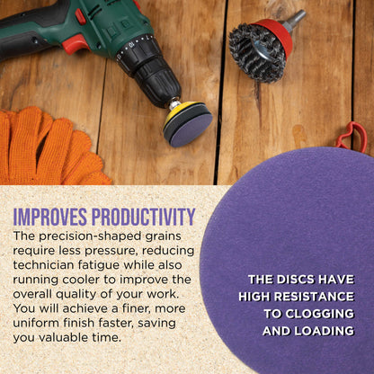 Premium 220 Grit 2" Purple Film Ceramic Sanding Discs, Box of 30 - Hook & Loop Backing Sandpaper for DA Sander, Drill, Grinder, Rotary Tool