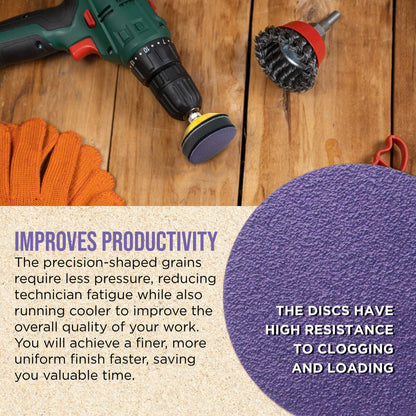 Premium 80 Grit 2" Purple Film Ceramic Sanding Discs, Box of 30 - Hook & Loop Backing Sandpaper for DA Sander, Drill, Grinder, Rotary Tool
