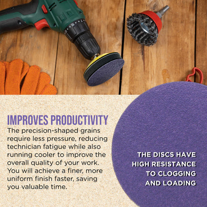 Premium 100 Grit 3" Purple Film Ceramic Sanding Discs, Box of 30 - Hook & Loop Backing Sandpaper for DA Sander, Drill, Grinder, Rotary Tool