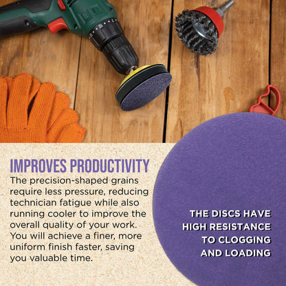 Premium 180 Grit 3" Purple Film Ceramic Sanding Discs, Box of 30 - Hook & Loop Backing Sandpaper for DA Sander, Drill, Grinder, Rotary Tool
