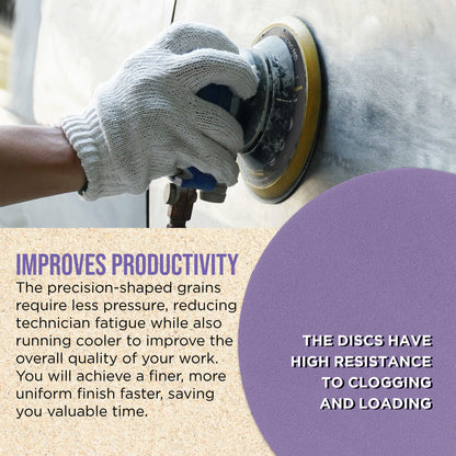 Premium 220 Grit 6" PSA Purple Film Ceramic Sanding Discs, Box of 50 - Self Adhesive Stickyback Sandpaper for DA & Random Orbital Sanders