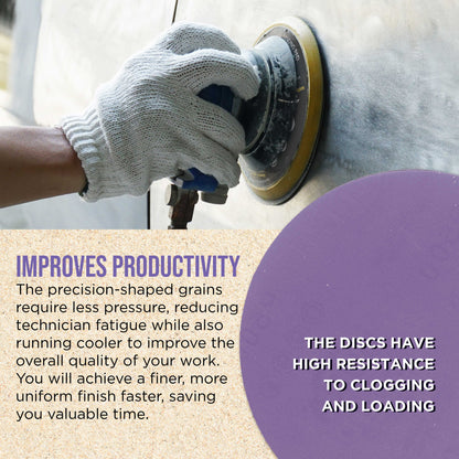 Premium 600 Grit 6" PSA Purple Film Ceramic Sanding Discs, Box of 50 - Self Adhesive Stickyback Sandpaper for DA & Random Orbital Sanders