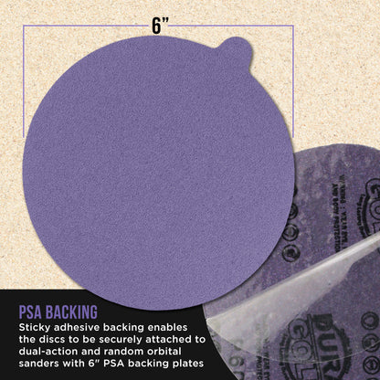 Premium 80 Grit 6" PSA Purple Film Ceramic Sanding Discs, Box of 50 - Self Adhesive Stickyback Sandpaper for DA & Random Orbital Sanders