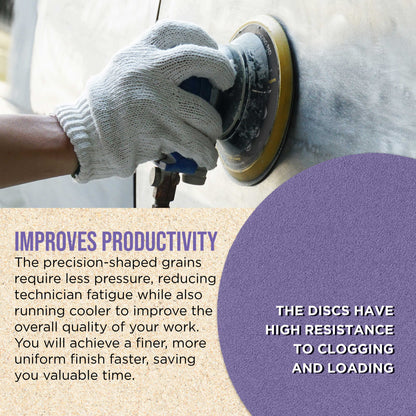 Premium 80 Grit 6" PSA Purple Film Ceramic Sanding Discs, Box of 50 - Self Adhesive Stickyback Sandpaper for DA & Random Orbital Sanders