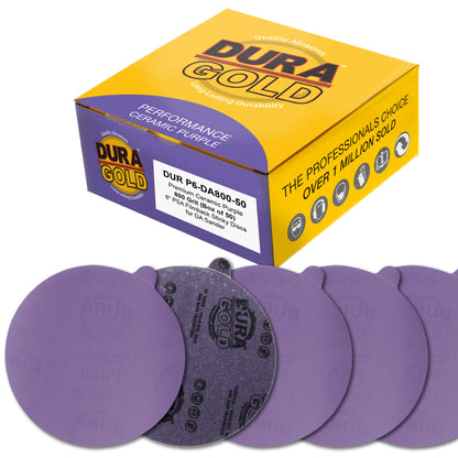 Premium 800 Grit 6" PSA Purple Film Ceramic Sanding Discs, Box of 50 - Self Adhesive Stickyback Sandpaper for DA & Random Orbital Sanders