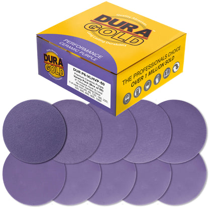 Premium 6" Purple Film Ceramic Sanding Discs, 50 Disc Variety Pack, Grits 60, 80, 120, 180, 220, 320, 400, 600, 800, 1000 - Hook & Loop Sandpaper, DA & Random Orbital Sander