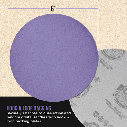 Premium 6" Purple Film Ceramic Sanding Discs, 50 Disc Variety Pack, Grits 60, 80, 120, 180, 220, 320, 400, 600, 800, 1000 - Hook & Loop Sandpaper, DA & Random Orbital Sander