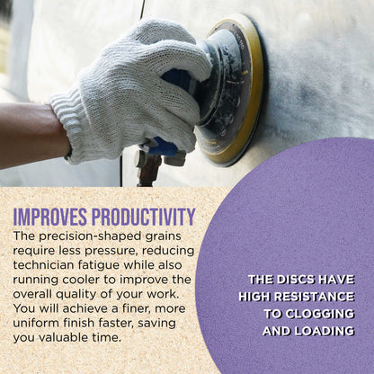 Premium 6" Purple Film Ceramic Sanding Discs, 50 Disc Variety Pack, Grits 60, 80, 120, 180, 220, 320, 400, 600, 800, 1000 - Hook & Loop Sandpaper, DA & Random Orbital Sander