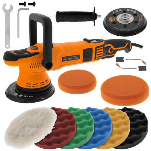 6" Long-Throw Random Orbit Dual-Action Polisher Buffer Sander with 8 Waffle Foam Pad Kit - LED OPM Display, Variable Speed - Powerful 1000 Watts