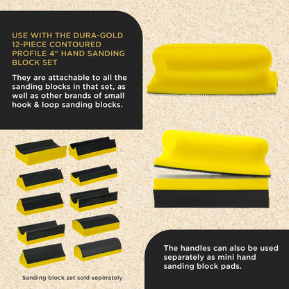 Pro Series Rectangle 4" x 1-3/4" Hand Sanding Block Base Handle with Hook & Loop Backing, 2 Pack - Attach Pad to Contoured 4" Sanding Blocks