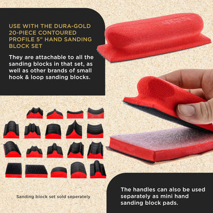 Pro Series Rectangle 5" x 1-3/4" Hand Sanding Block Base Handle with Hook & Loop Backing, 2 Pack - Attach Pad to Contoured 5" Sanding Blocks