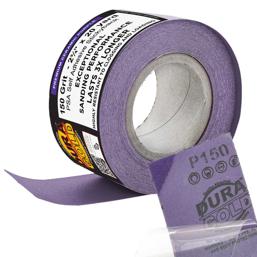 Premium 150 Grit PSA Purple Film Ceramic Longboard Sandpaper, 2-3/4" Wide Continuous 20 Yard Roll - Self Adhesive Stickyback for Auto & Wood Air File Long Board Sanders, Hand Sanding Blocks