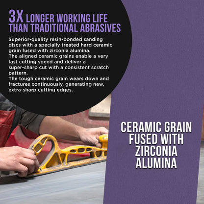 Premium 150 Grit PSA Purple Film Ceramic Longboard Sandpaper, 2-3/4" Wide Continuous 20 Yard Roll - Self Adhesive Stickyback for Auto & Wood Air File Long Board Sanders, Hand Sanding Blocks