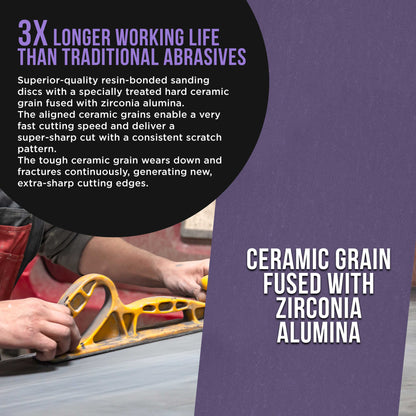 Premium 220 Grit PSA Purple Film Ceramic Longboard Sandpaper, 2-3/4" Wide Continuous 20 Yard Roll - Self Adhesive Stickyback for Auto & Wood Air File Long Board Sanders, Hand Sanding Blocks
