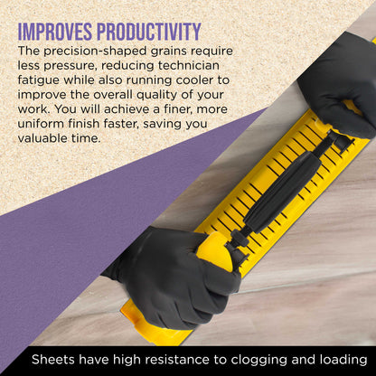 Premium 220 Grit PSA Purple Film Ceramic Longboard Sandpaper, 2-3/4" Wide Continuous 20 Yard Roll - Self Adhesive Stickyback for Auto & Wood Air File Long Board Sanders, Hand Sanding Blocks