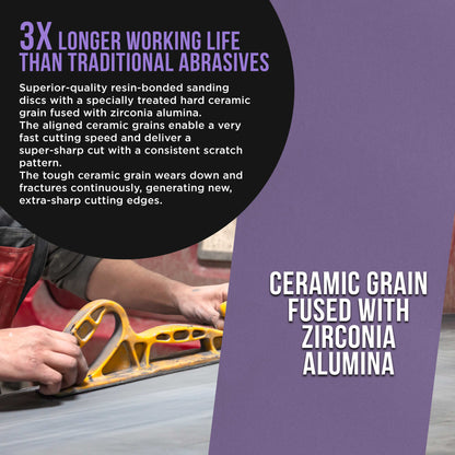 Premium 400 Grit PSA Purple Film Ceramic Longboard Sandpaper, 2-3/4" Wide Continuous 20 Yard Roll - Self Adhesive Stickyback for Auto & Wood Air File Long Board Sanders, Hand Sanding Blocks