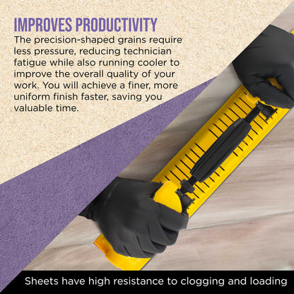 Premium 60 Grit PSA Purple Film Ceramic Longboard Sandpaper, 2-3/4" Wide Continuous 12 Yard Roll - Self Adhesive Stickyback for Auto & Wood Air File Long Board Sanders, Hand Sanding Blocks