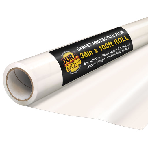 Carpet Protection Film, 36-inch x 100' Roll - Clear Self Adhesive Temporary Carpet Protective Covering Tape - Protect Against Foot Traffic, Paint Spills, Dust, Construction Debris, Moving