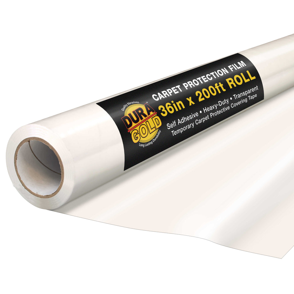Carpet Protection Film, 36-inch x 200' Roll - Clear Self Adhesive Temporary Carpet Protective Covering Tape - Protect Against Foot Traffic, Paint Spills, Dust, Construction Debris, Moving
