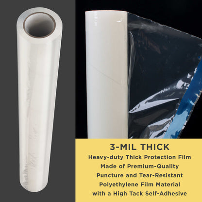 Carpet Protection Film, 36-inch x 200-foot Roll, Clear Plastic Carpet Protector, Self-Adhesive Plastic for Temporary Stair, Rug, and Floor Protection