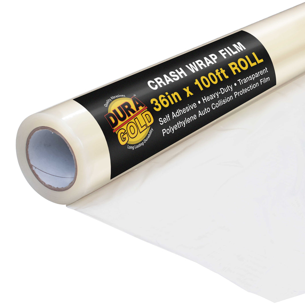 Crash Wrap Film, 36-inch x 100-foot Roll, Clear Plastic Protector, Self-Adhesive Plastic for Auto Collision, Weather, Dust Protection, Broken Windows Windshields
