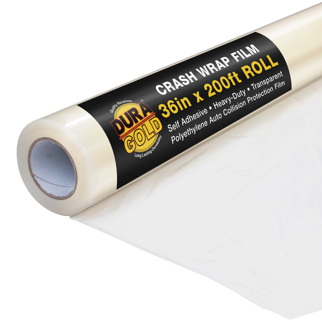 Crash Wrap Film, 36-inch x 200-foot Roll, Clear Plastic Protector, Self-Adhesive Plastic for Auto Collision, Weather, Dust Protection, Broken Windows Windshields