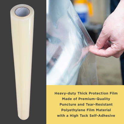 Crash Wrap Film, 36-inch x 200-foot Roll, Clear Plastic Protector, Self-Adhesive Plastic for Auto Collision, Weather, Dust Protection, Broken Windows Windshields