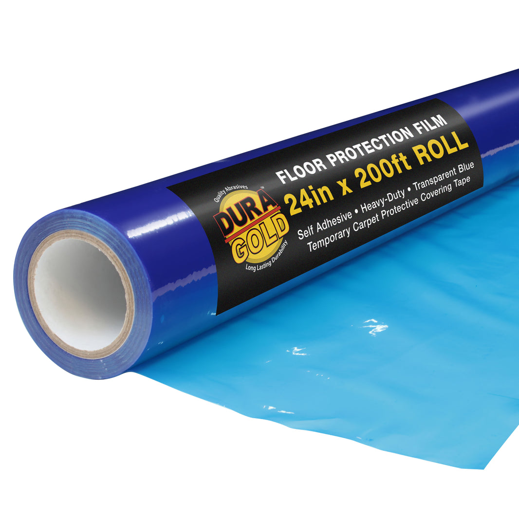 Floor Protection Film, 24-inch x 200-foot Roll, Clear Plastic Floor Protector, Self-Adhesive Plastic Floor Protection from Foot Traffic, Paint Spills, Dust, Construction, Moving