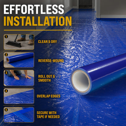 Floor Protection Film, 36-inch x 200-foot Roll, Clear Plastic Floor Protector, Self-Adhesive Plastic Floor Protection from Foot Traffic, Paint Spills, Dust, Construction, Moving