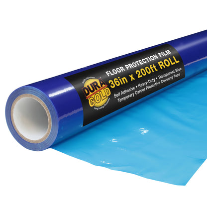 Floor Protection Film, 36-inch x 200-foot Roll, Clear Plastic Floor Protector, Self-Adhesive Plastic Floor Protection from Foot Traffic, Paint Spills, Dust, Construction, Moving