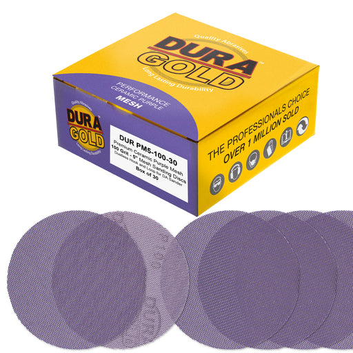 Premium 100 Grit 5" Purple Ceramic Mesh Sanding Discs, Box of 30 - Dustless Hook & Loop Backing Sandpaper for DA & Random Orbital Sanders - Long-Lasting Fast Cut