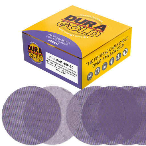 Premium 150 Grit 5" Purple Ceramic Mesh Sanding Discs, Box of 30 - Dustless Hook & Loop Backing Sandpaper for DA & Random Orbital Sanders - Long-Lasting Fast Cut