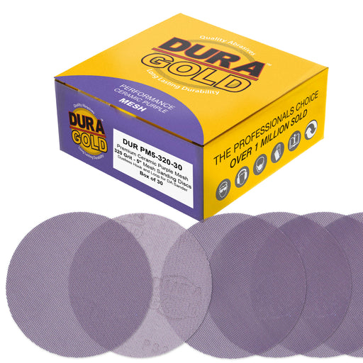 Premium 320 Grit 5" Purple Ceramic Mesh Sanding Discs, Box of 30 - Dustless Hook & Loop Backing Sandpaper for DA & Random Orbital Sanders - Long-Lasting Fast Cut