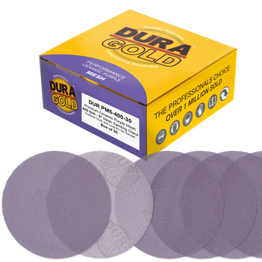 Premium 400 Grit 5" Purple Ceramic Mesh Sanding Discs, Box of 30 - Dustless Hook & Loop Backing Sandpaper for DA & Random Orbital Sanders - Long-Lasting Fast Cut