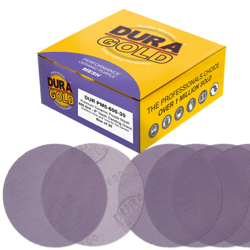 Premium 600 Grit 5" Purple Ceramic Mesh Sanding Discs, Box of 30 - Dustless Hook & Loop Backing Sandpaper for DA & Random Orbital Sanders - Long-Lasting Fast Cut