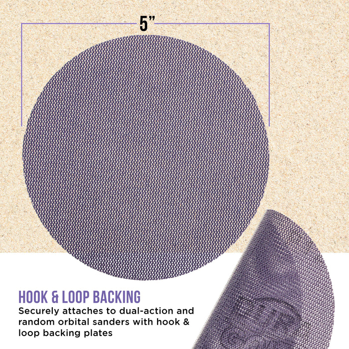 Premium 5" Purple Ceramic Mesh Sanding Discs, 30 Disc Variety Pack, Grits 80, 100, 120, 150, 180, 220, 240, 320, 400, 600 - Dustless Hook & Loop Backing Sandpaper, DA & Random Orbital Sander