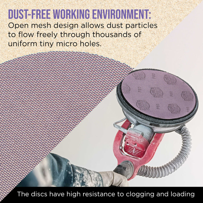 Premium 120 Grit 9" Purple Ceramic Mesh Sanding Discs, Box of 30 - Dustless Hook & Loop Backing Sandpaper for Drywall Power Sander - Long-Lasting Fast Cut Abrasive, Anti-Clog Sanding Screen