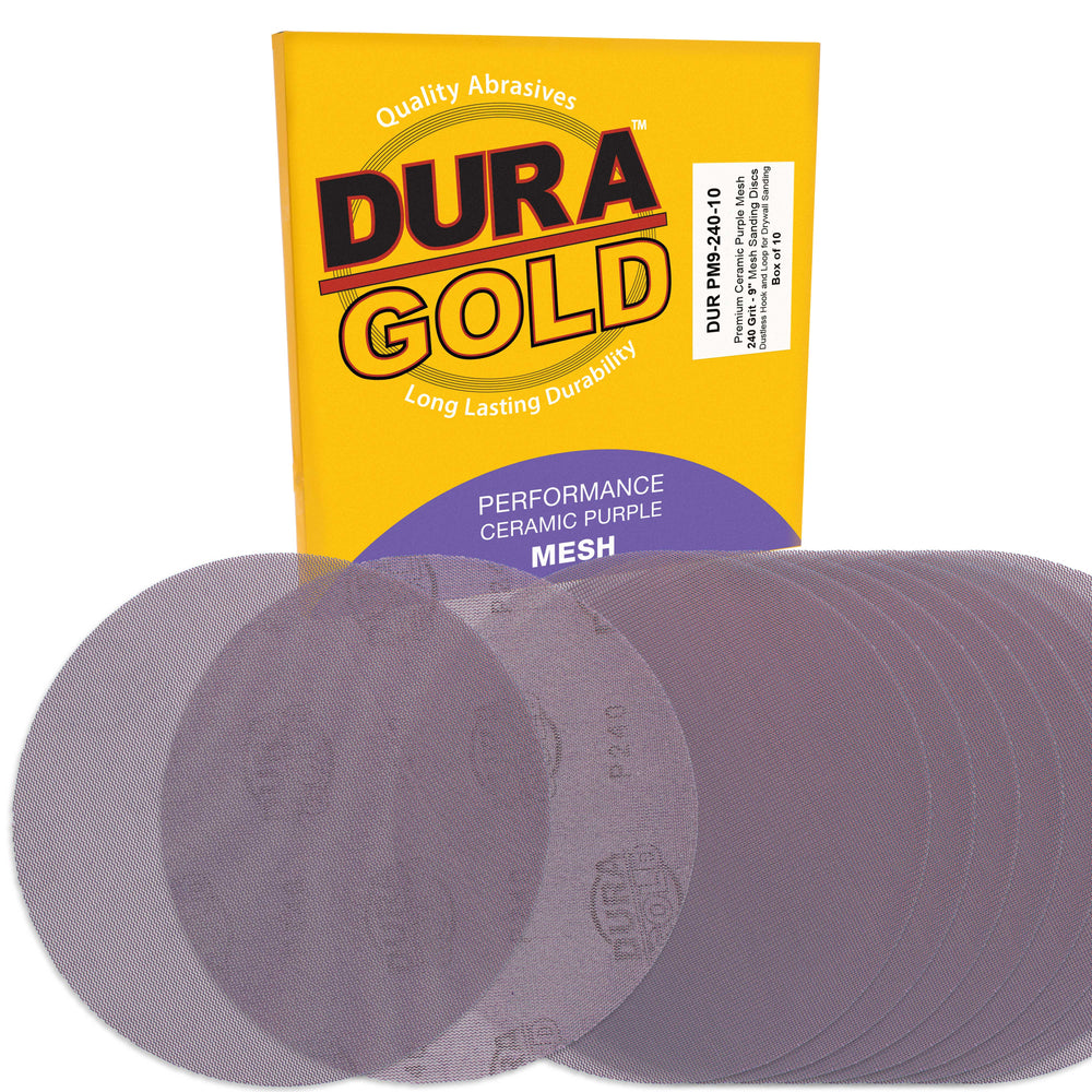 Premium 240 Grit 9" Purple Ceramic Mesh Sanding Discs, Box of 30 - Dustless Hook & Loop Backing Sandpaper for Drywall Power Sander - Long-Lasting Fast Cut Abrasive, Anti-Clog Sanding Screen